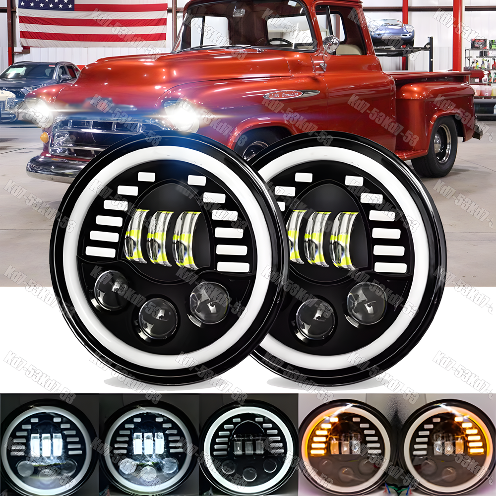 2x LED Headlights for 1954-59 Chevy Truck 3100 7 Inch Hi-Lo Beam DOT Approved