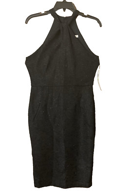 London Times Womens New $129 Halter Sheath Dress size 14P Petite Large Black NWT