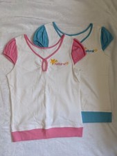  New NO TAGS - 2 Matching Natural Shirts For Girls - Pink/Blue - See Photos