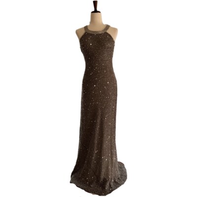 Adrianna Papell 'Caviar' Beaded Gown - Taupe Size 6 (NWT) | eBay