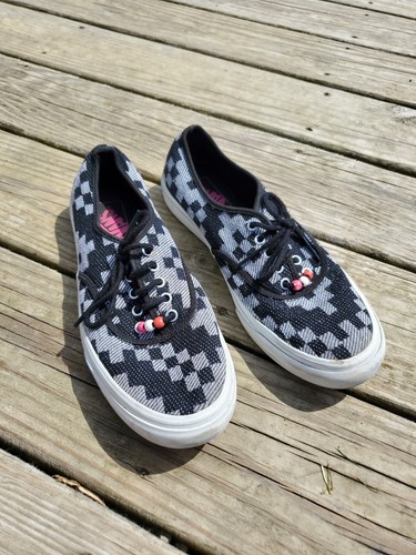 Vans Black & White Gray Check Checkerboard Skateboard Sneakers Mens Size 8