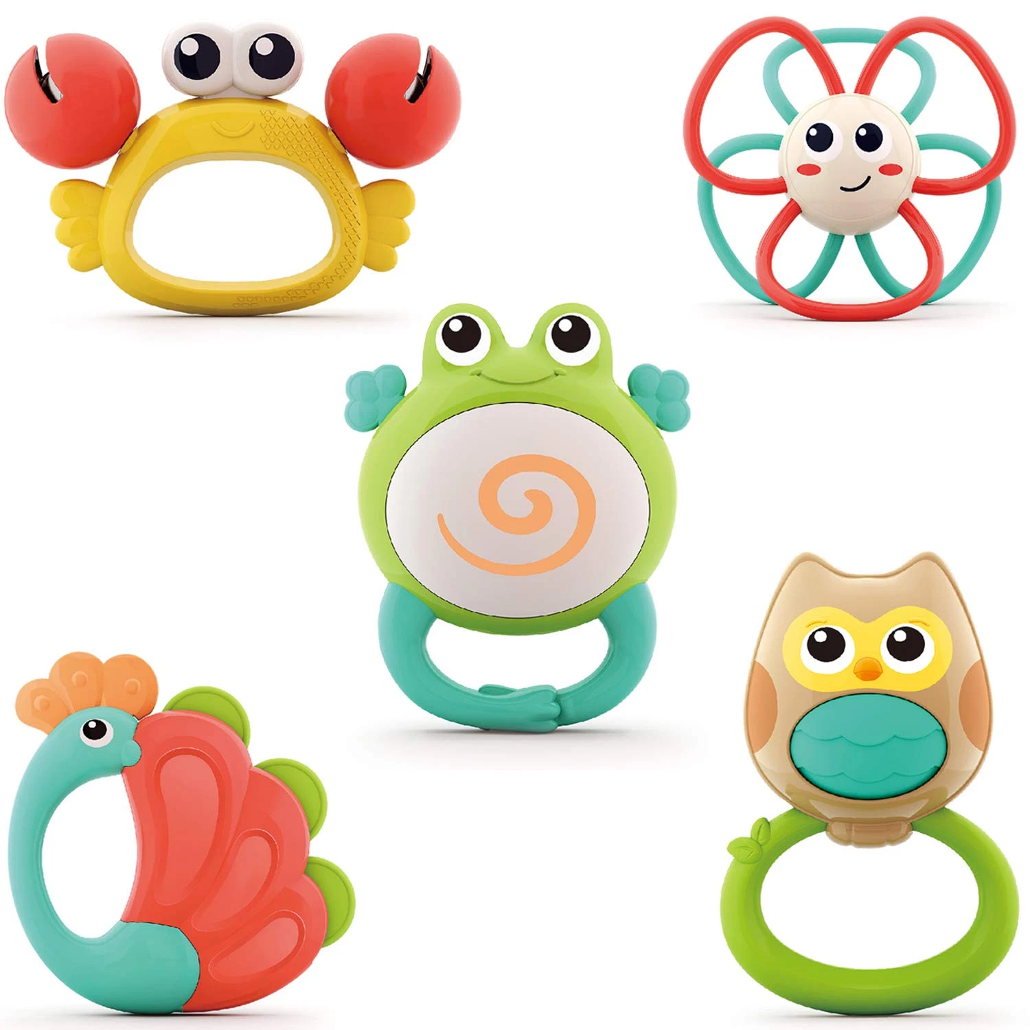 Juego de sonajeros para bebés, sonajero para agarrar y agitar, mordedor sensoria