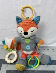 Infantino Playtime 10" Plush Fox Sensory Activity Toy Rattle Crinkle Teether