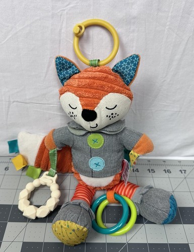 Infantino Playtime 10" Plush Fox Sensory Activity Toy Rattle Crinkle Teether