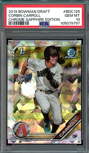 2019 Bowman Draft Chrome Sapphire #BDC125 Corbin Carroll Rookie PSA 10