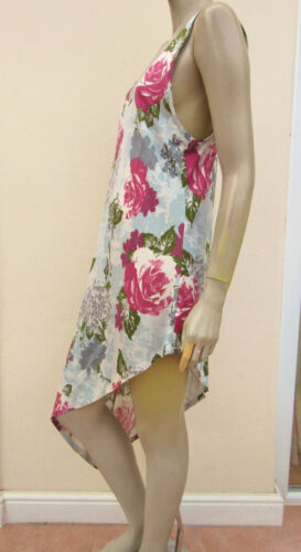 Next - Womens Tunic / Dress size 16 - Hi-Lo Diagonal Hem Blue & Pink Mix Floral - Picture 1 of 10