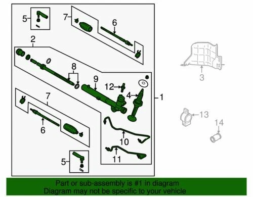 Genuino Nissan 2006-2007 Murano Power SE engranaje de dirección y acoplamiento 49001-CC20B Foto 3 de 4