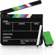 Directors Film Clapper Board Film Slate, Acrylic Plastic Dry Erase Movie Clapboa