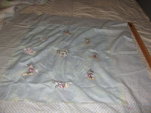 COLORFUL MICKY MOUSE QUILT TOP 38" x 34" NICE AND CLEAN - Picture 3 of 3