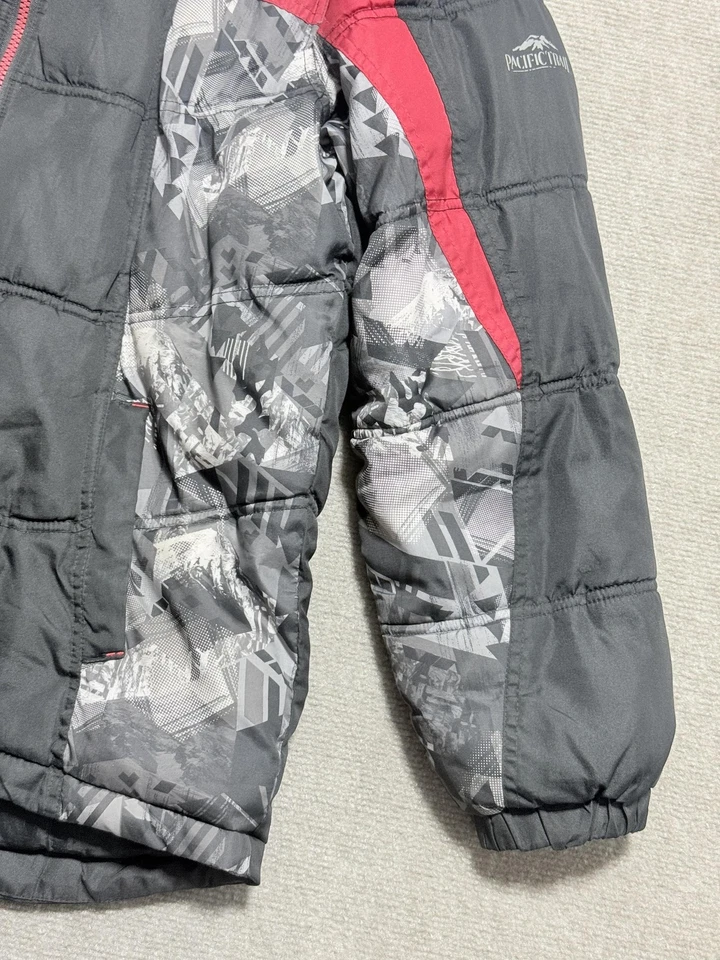Chaqueta Pacific Trail Niños XL 18/20 Negra Roja Con Capucha Puffer Forrada de Vellón Invierno Foto 2 de 4