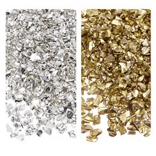 2 Colors Crushed Glass Chips 1-4mm Irregular Color 28g Gold Tone Silver Tone