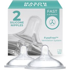 Fast Flow Nipples 6 Months   Silicone Baby Bottle Nipples, Fits Any Regula...
