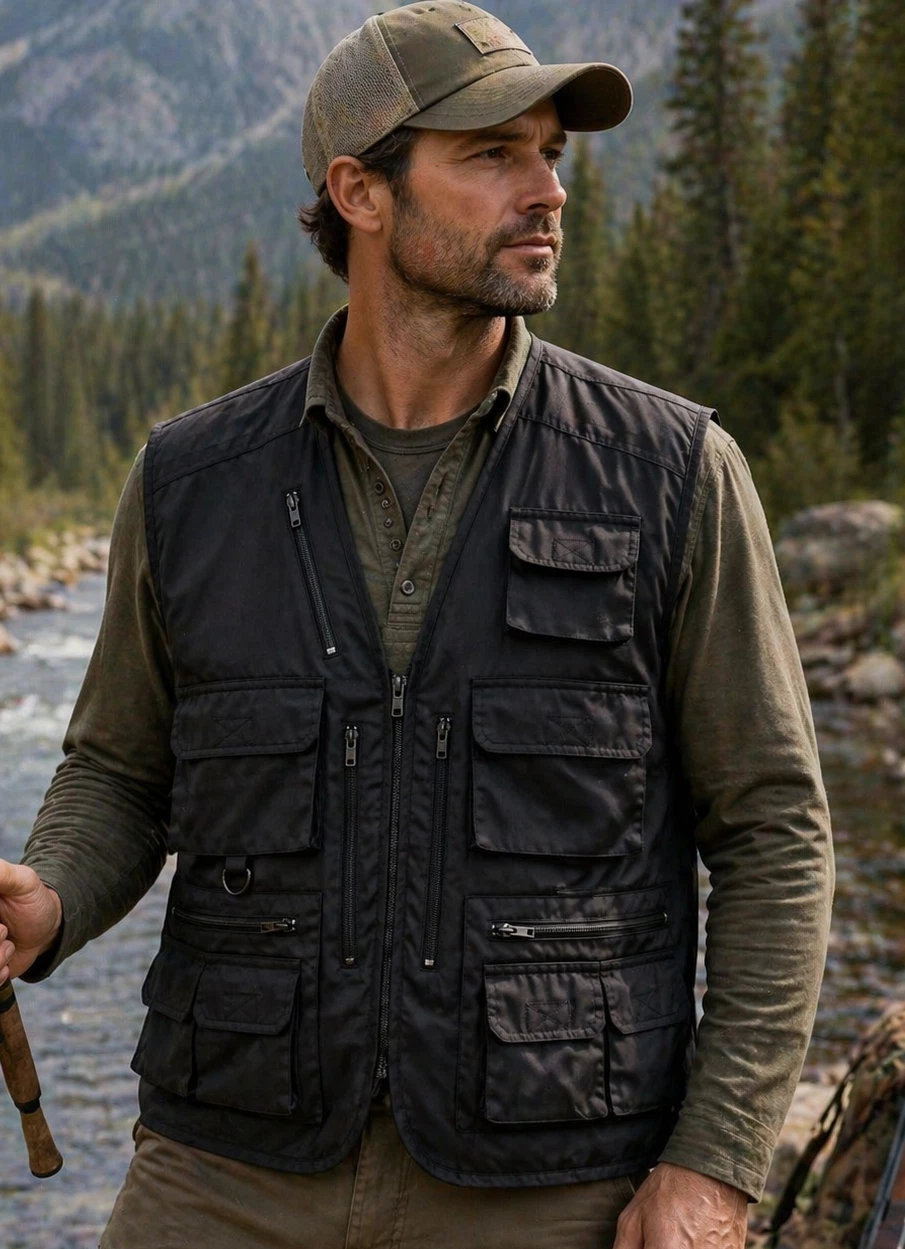 Safari Sport Men's Multi Pocket Utility Vest Angler Hunting Hiking Tactical 4XL