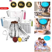 Measuring Cups and Spoons Set Stainless Steel Liquid Dry Kitchen Gadgets