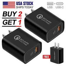 PD QC3.0 20W USB A+C Fast Wall Charger Adapter for iPhone 16 17 Pro Max Samsung