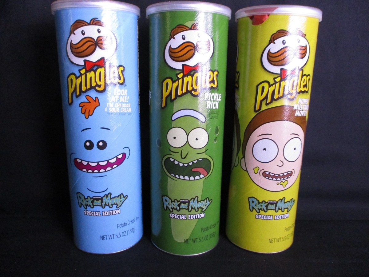 Rick And Morty SEALED NEW 2020 Pringles Chips Can Set Of 3 Pickle