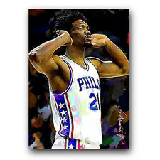 Joel Embiid #2 Art Card Limited 42/50 Edward Vela Signed (Philadelphia 76ers)