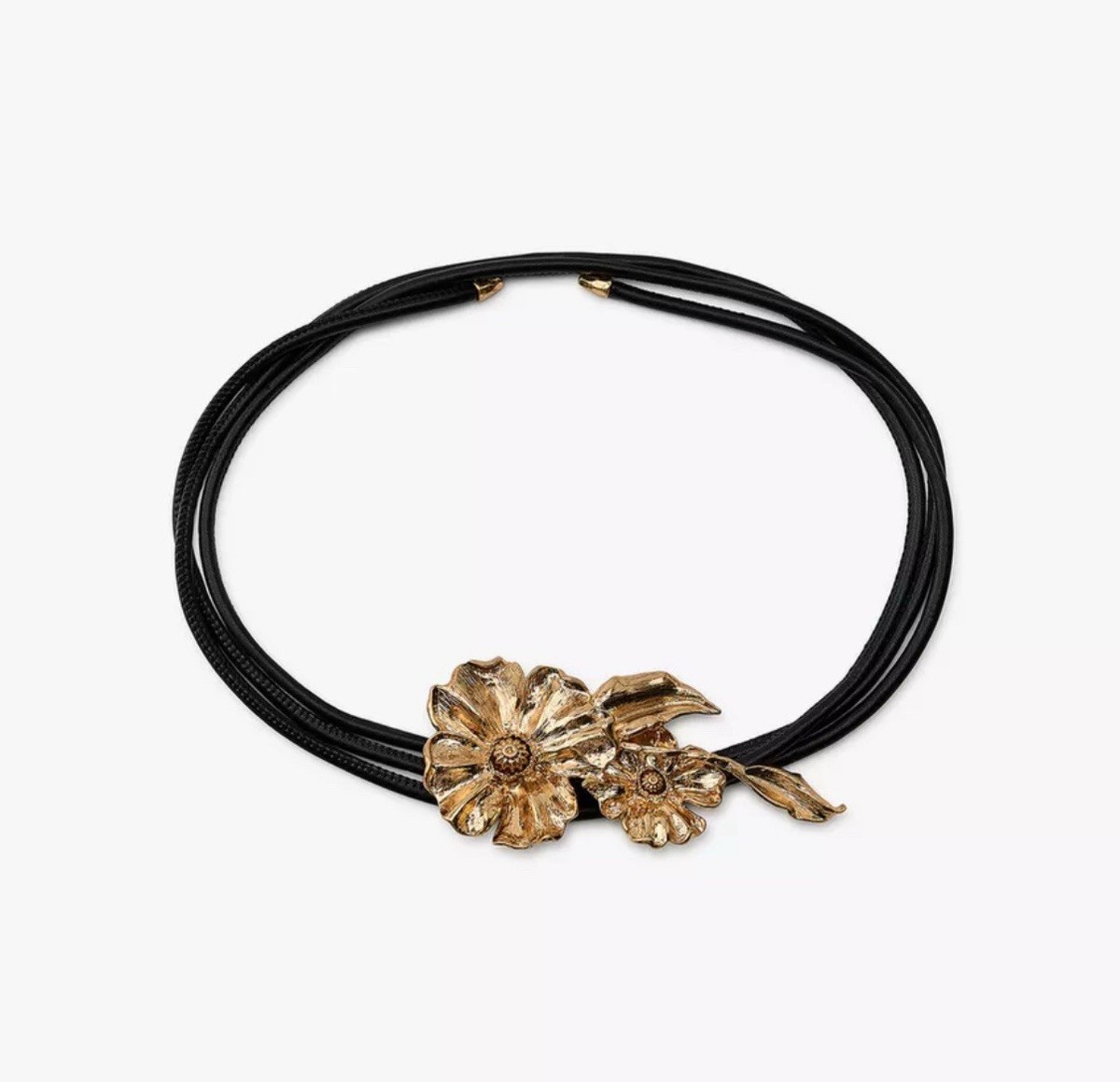 Nwt- zara-flower cord belt- sz 32 Zara black flower cord belt with a three-dimensional metal  main image 2
