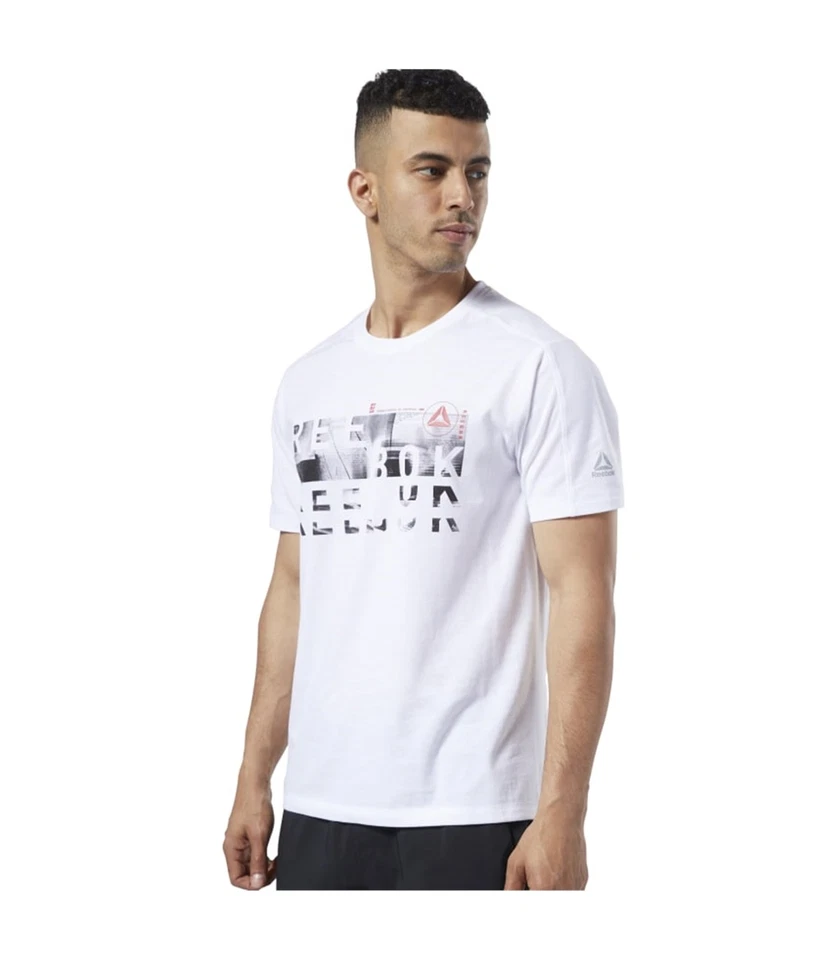 Reebok Mens OST SpeedWick Graphic T-Shirt, whtblk, M
