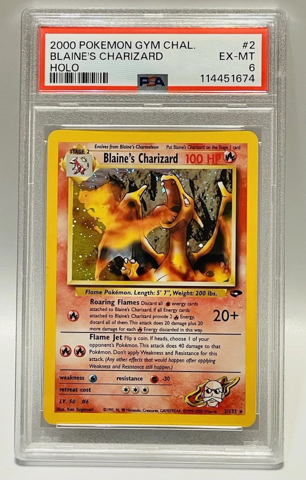Blaines Charizard *PSA 6*  2000 Pokemon Gym Challenge Holo #2 EX-MT - Image 2 of 3