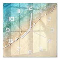 Wanduhr Aus GehäRtetem Glas Als Glasuhr Welle Am Strand WeißE Zeiger 30X30 Cm