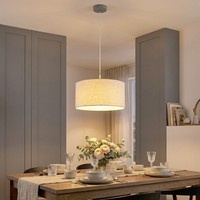 Pendelleuchte HäNgelampe Wohnzimmerleuchte Textil Sand KüChenlampe LED H 120 Cm