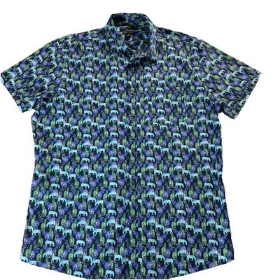 Marc Anthony Men's Slim Fit XL Multi Color Zebra Short Cuffed Sleeve Shirt NWOT