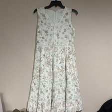 Loft Dress Floral Mint Green Knee Length Casual Sleeveless Summer Lace Sz 6