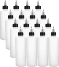 "16 Pack 8oz Plastic Squeeze Bottles with Twist Top Caps, Empty Boston Dispens..