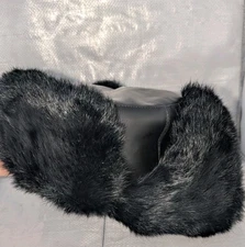 Vintage Black Faux Fur Ushanka Trapper Hat – Ear Flap Winter Russian Style