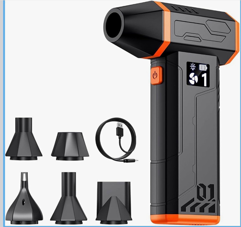 Mini Portable Rechargeable Electric Dust Blower Air Duster w/ Multiple Nozzles