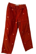 Mini Boden Pants Kids Size 11Y Embroidered Fox Corduroy Orange Pockets