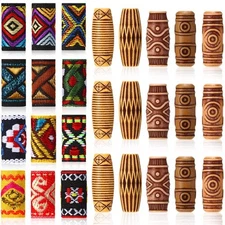 27 Pcs Wooden Fabric Dreadlock Beads Tube Beads for Hair Braids Jewelry for Hair