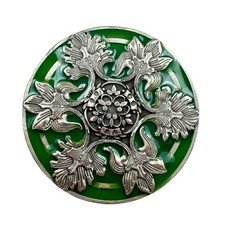 VTG Metal Enamel Floral Medallion Belt Buckle Allison Daniel Designs