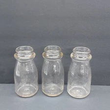 Lot of 3 Vintage Serv Glass Half Pint Milk Bottle