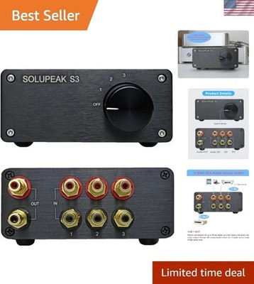 3 in 1 Out RCA Switch Box, Passive Stereo Signal Source selector, Audio switc...
