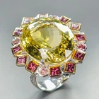 Jewellery 35 ct+ Natural Lemon Quartz Ring 925 Sterling Silver Size 8 /R464330