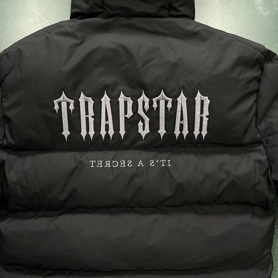 Trapstar Irongate Detachable Hooded Puffer Jacket black icon logo - Image 2 of 2