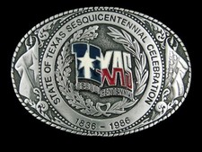 SF05147 NOS VINTAGE 1985  TEXAS SESQUICENTENNIAL  COMMEMORATIVE BELT BUCKLE