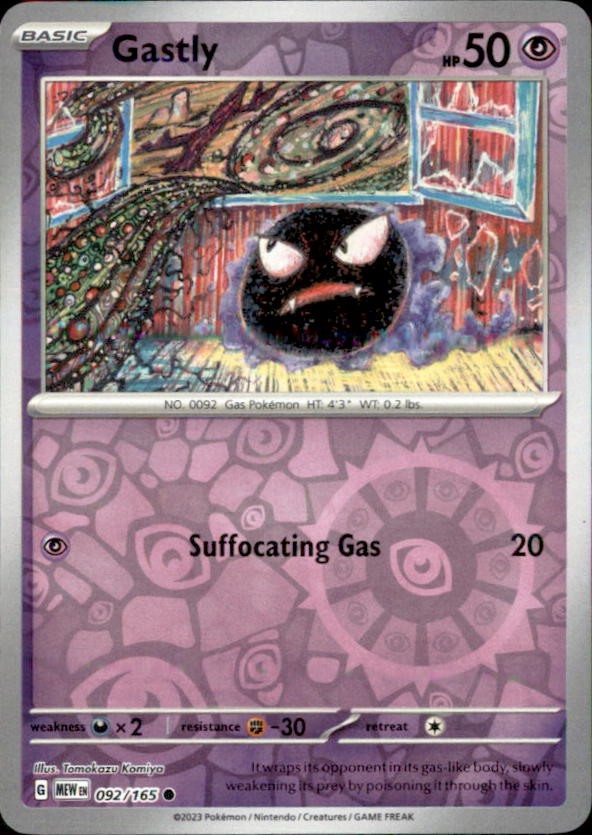 Pokemon Gastly 92/165 151 Reverse Holo 3 Card Lot