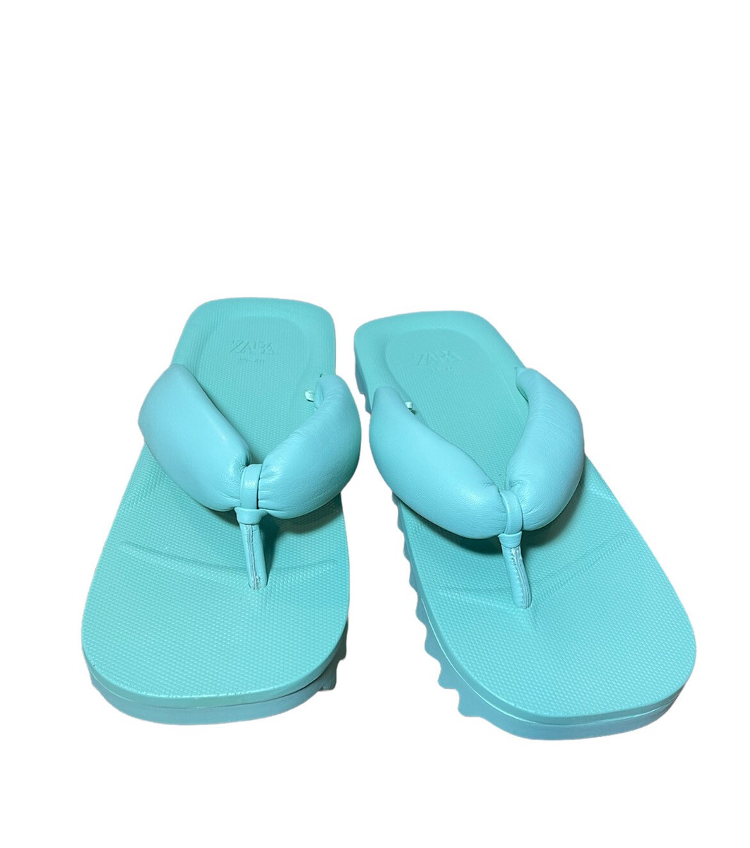 ZARA leather chunky quilted flip flop sandals Sz 39-40 | eBay