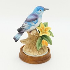Andrea by Sadek MOUNTAIN BLUEBIRD Porcelain Bird Figurine #8627 - Base