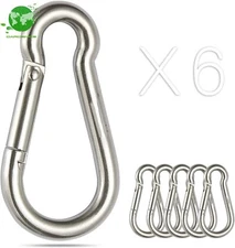 Marine Grade 304 Stainless Steel Spring Snap Hook Carabiner Clips,Set of 6