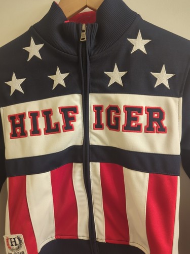 Vtg Tommy Hilfiger Kids Zip Up Jacket Xs 9 10 Y2K Red White Blue Pockets Hip Hop - Picture 3 of 12