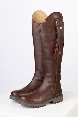 Damen hoher Leder Landstiefel Damen durchgehender Reißverschluss Spanischer Reitstiefel Rydale