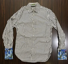 Paul Smith faded black/white striped shirt with floral cuffs size L