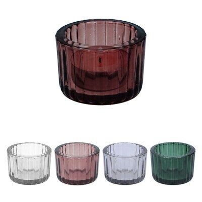 Teelichthalter Kerze farbiges Glas Glas Rund Dekor Hochzeit Zuhause 4x Teelicht