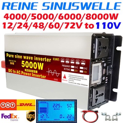 4000W 5000W 12V 24V 48V 60V 72V to 110V Pure Sine Wave Power Inverter ...