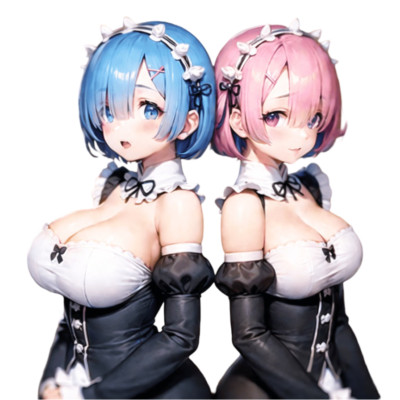 Rem and Ram Re:Zero Waifu Weatherproof Anime Sticker 6'' Car Decal