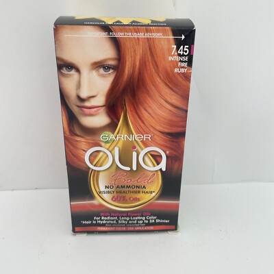 Garnier Olia Bold INTENSE FIRE RUBY 7.45 Permanent Hair Color No Ammonia NEW